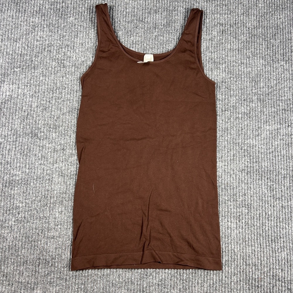 Vintage Nikibiki Top Womens OS Seamless Tank Top Brown Scoop Neck Ribbed Hem